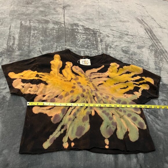 Handmade Bleach Dye Butterfly Festival Crop Top - Picture 6 of 7